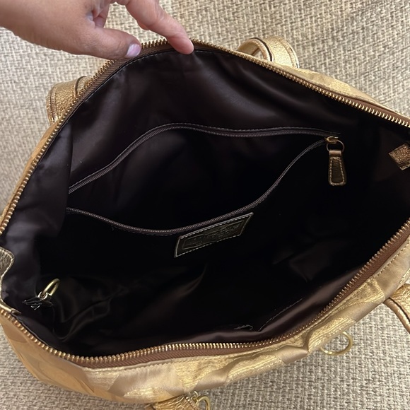 COACH Poppy OP Art Gold Signature Monogram Logo Glam Tote - Picture 10 of 16